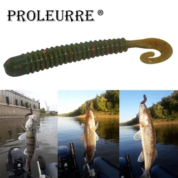 

10pcs/lot Jigging Wobblers Fishing Lures 60mm 1.3g Curl Worm Soft Bait shrimp odor Long Tail Silicone baits carp bass Tackle