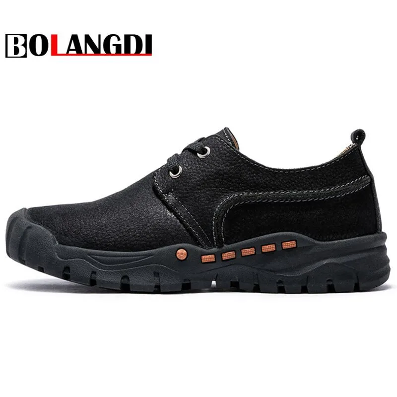 

Bolangdi Genuine Leather Men Hiking Shoes Outdoor Comfortable Mens Mountain Climbing Trekking Shoes High Quality Male Sneakers