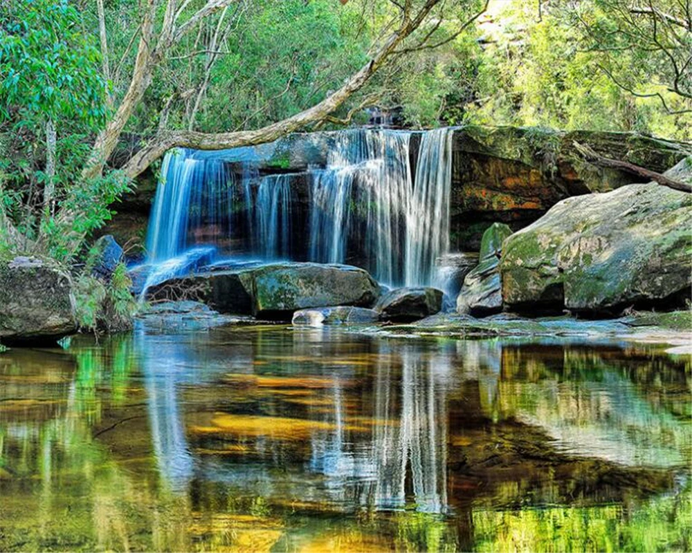 

Beibehang Custom Wallpaper Creek Waterfall Landscape 3D Wallpaper Bedroom TV  Wall Decorative Painting wallpaper for walls 3 d
