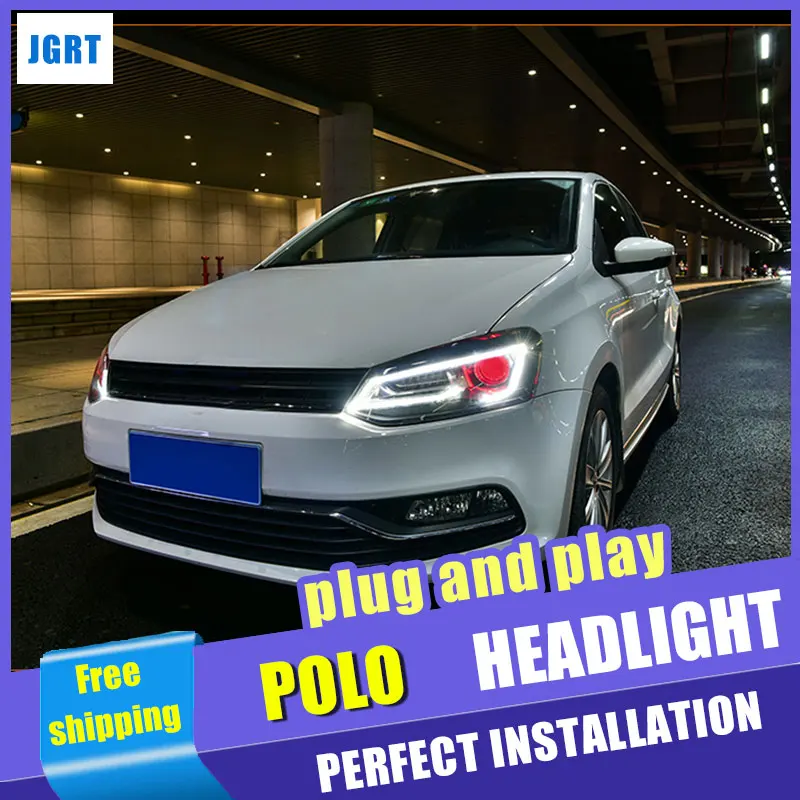 Car Styling for VW Polo Headlight assembly 2009 2016 for VW New Polo LED Headlight Lens Double Car Styling for VW Polo Headlight assembly 2009 2016 for VW New Polo LED Headlight Lens Double