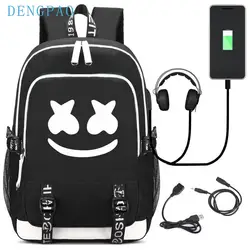 DENGPAO Marshmello школьная сумка 2019 Американский тайна DJ Мода usb рюкзак для ноутбука обувь девочек мальчиков подростков детски