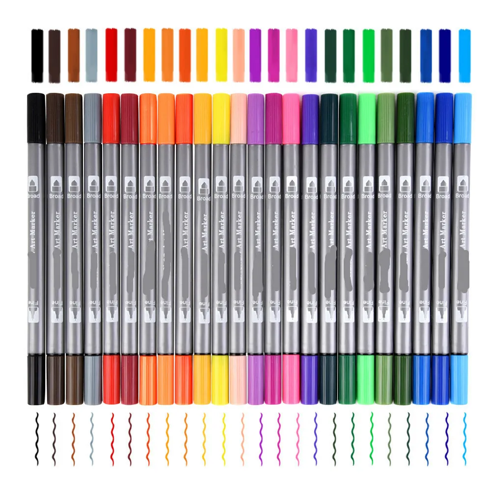 

24pcs Fineliner Colors Watercolor Pens Good Drawing Art Marker Pen Water Based Assorted Ink Non-toxic School Stationery