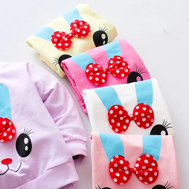Girls Long Sleeve Spring Rabbit T-shirts Fashion Tops Children Outwear Fanfiluca
