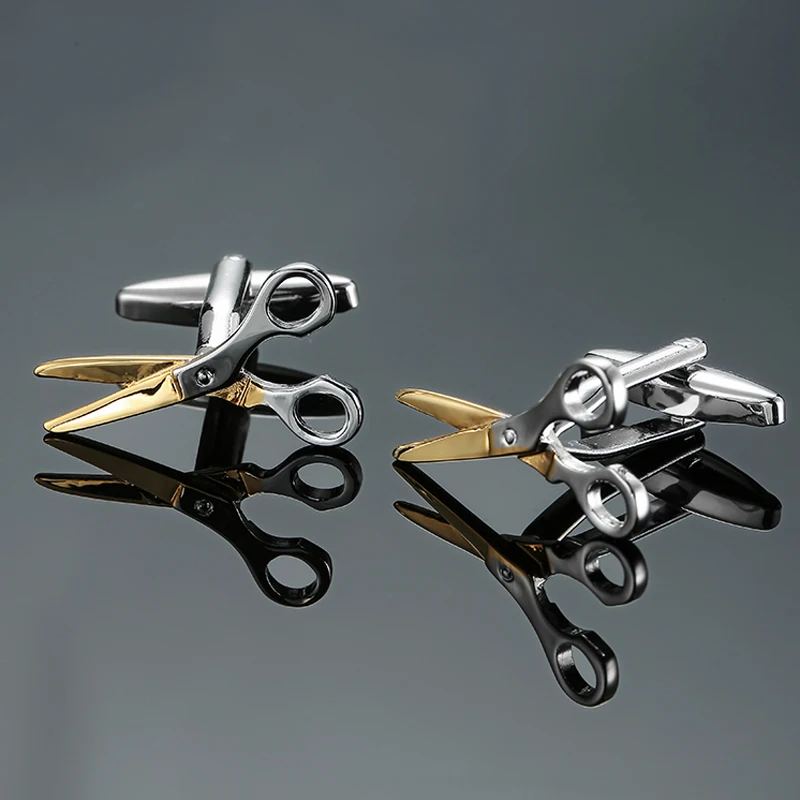 

DY The new high quality brass material design classic gold scissors Cufflinks Men's French shirt Cufflinks free shipping