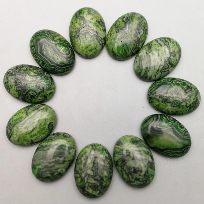 

Fashion natural stone bead green onyx for jewelry making 12Pcs/lot charm 25x18MM oval cab cabochon Ring Necklace DIY accessories