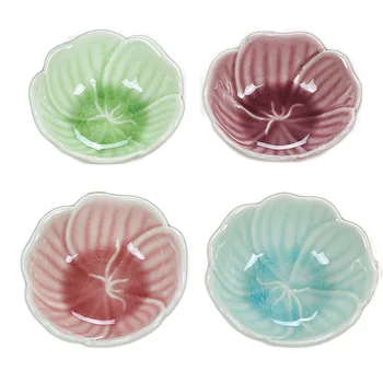 

Sushi Plate Small Dish Sauce Plate Soild Floral Restaurant Hot Pot Seasoning Kitchen Utensil Pudding Mould Dinnerware 4pcs/set
