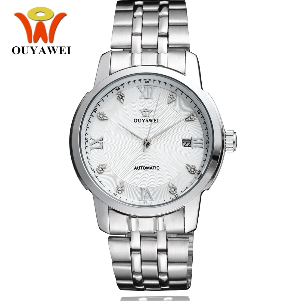 Известный бренд OUYAWEI механические с автоподзаводом мужские наручные часы Relogio Masculino, мужские часы, полностью Сталь Band Модные Бизнес Horloge