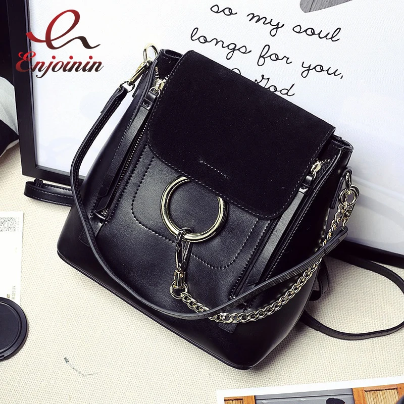 New Good quality fashion real leather metal rings casual women s backpack ladies personalized school backpack