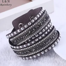 RAINBERY 2017 Nuevo Unisex de Múltiples Capas Pulsera De Cuero Encanto Pulseras de Joyería de La Vendimia Para Las Mujeres Pulsera de Regalo de Navidad