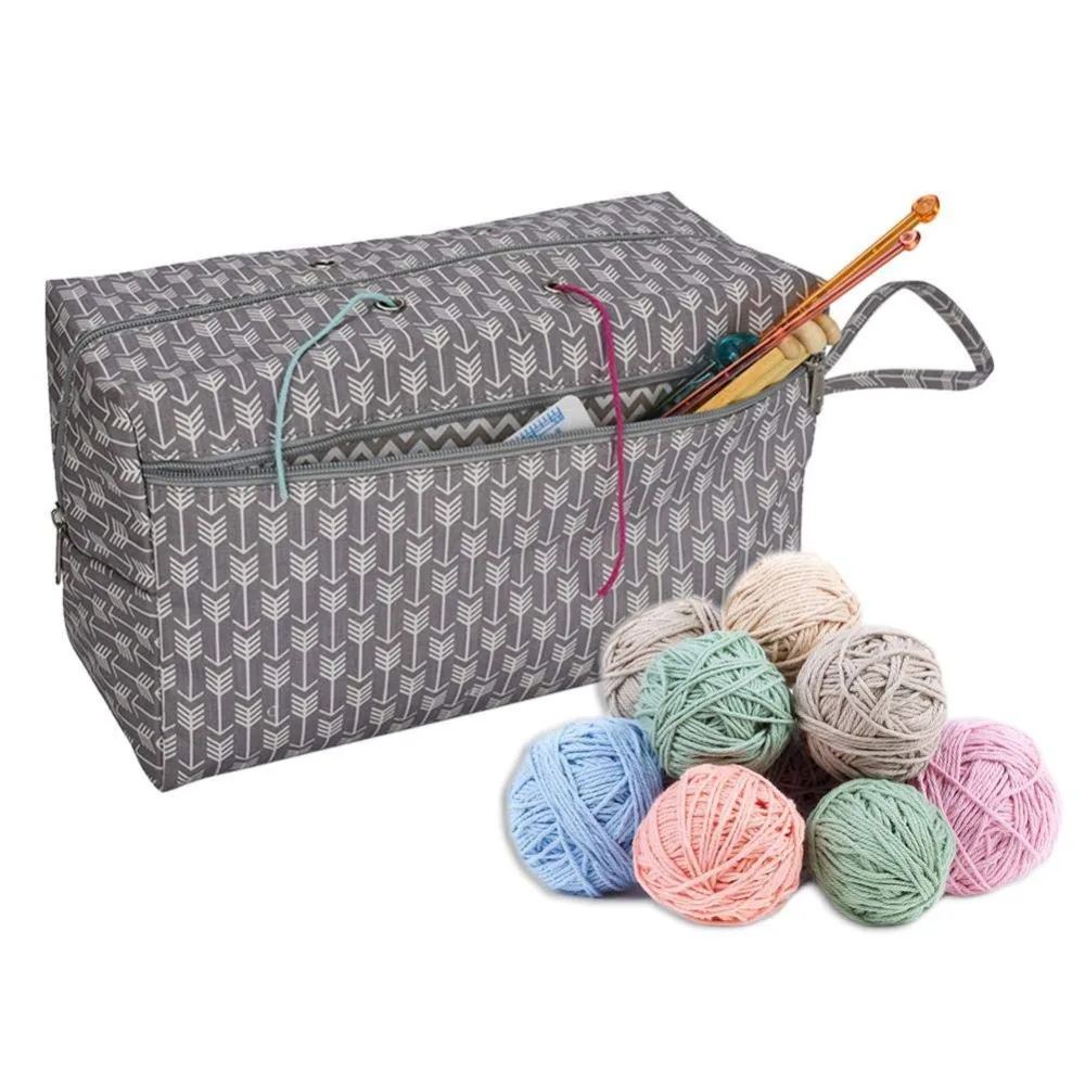 

New Hot Selling Yarn Storage Bag Needlework Organizer for Crocheting Knitting Organization Portable Yarn Tote with Divider