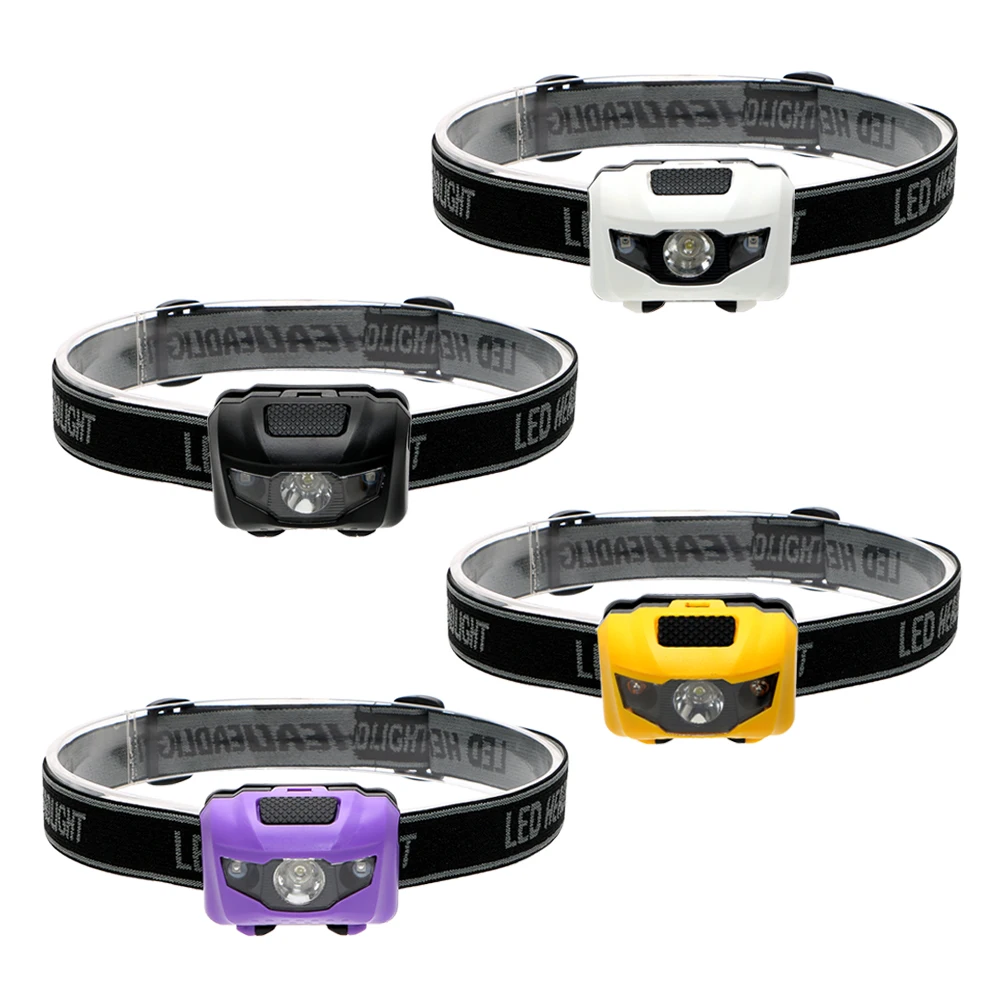 400 Lumens 3W LED Headlight Waterproof Headlights Headlamp 4 Modes Red