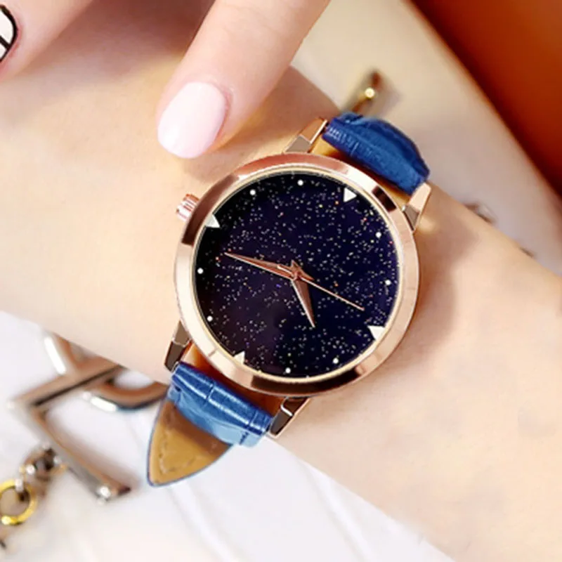 

Women Girls Student Wrist Quartz Watch PU Strap Fashion Starry Sky Style Watches TT@88