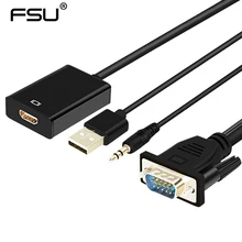 1080 HD High Resolution VGA TO HDMI Male to Female Converter Cable with Audio output Adapter for PC Laptop to HDTV Projector
