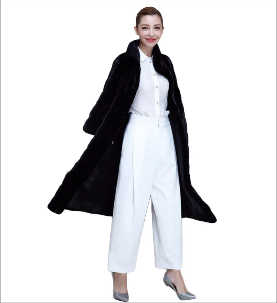 S-10XL пальто большого размера, Женское зимнее пальто, Женское пальто из искусственного меха лисы, мех кролика Рекс, шуба из искусственного меха, длинное пальто из меха норки