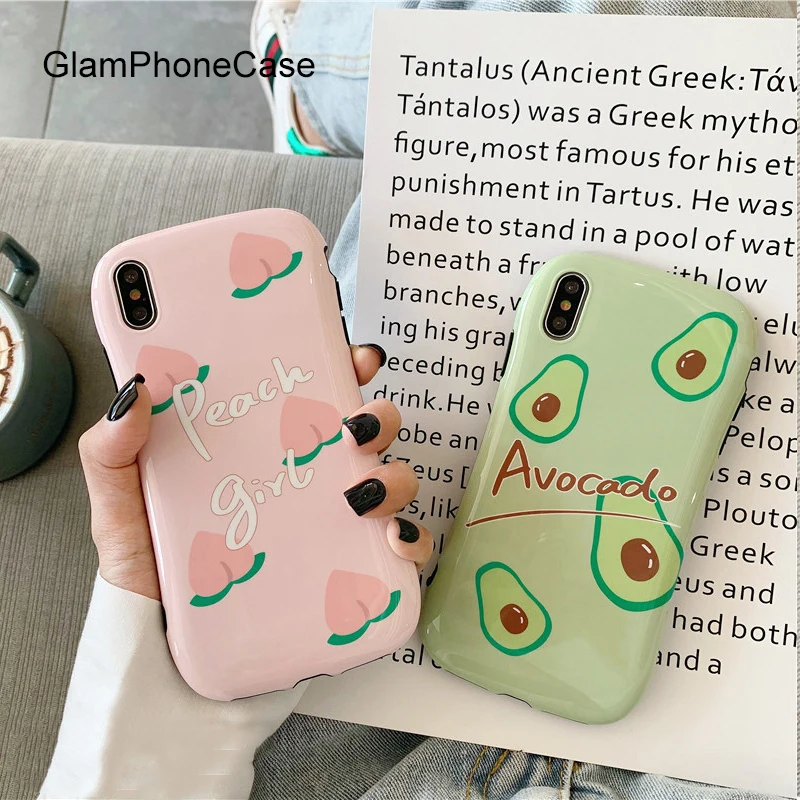 

GlamPhoneCase Small Fresh Avocado Peach Phone Case For iPhone X XS Max XR Soft Silicone Cover For iPhone 7 8 6 6s Plus Case