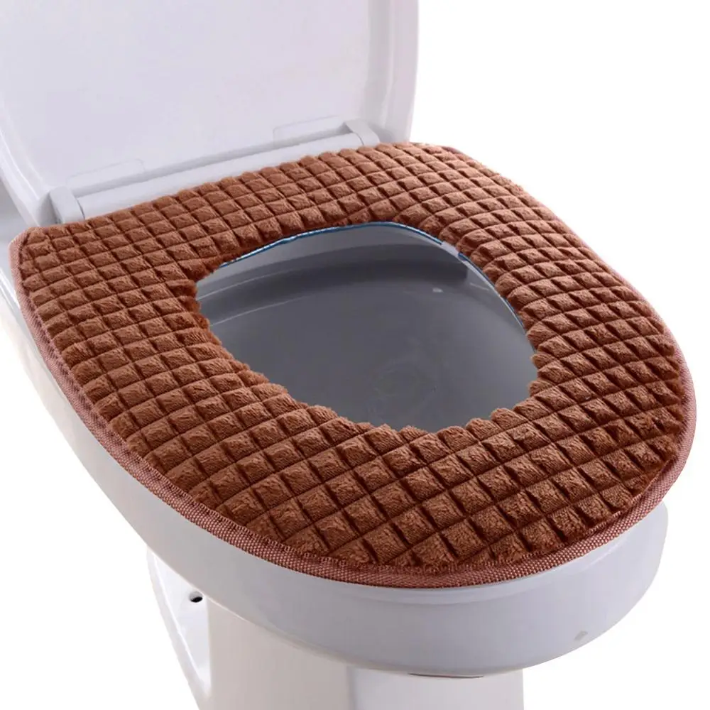 Diamond Toilet Seat Mat Set Solid Color Warmer Mat Toilet Seat Cover