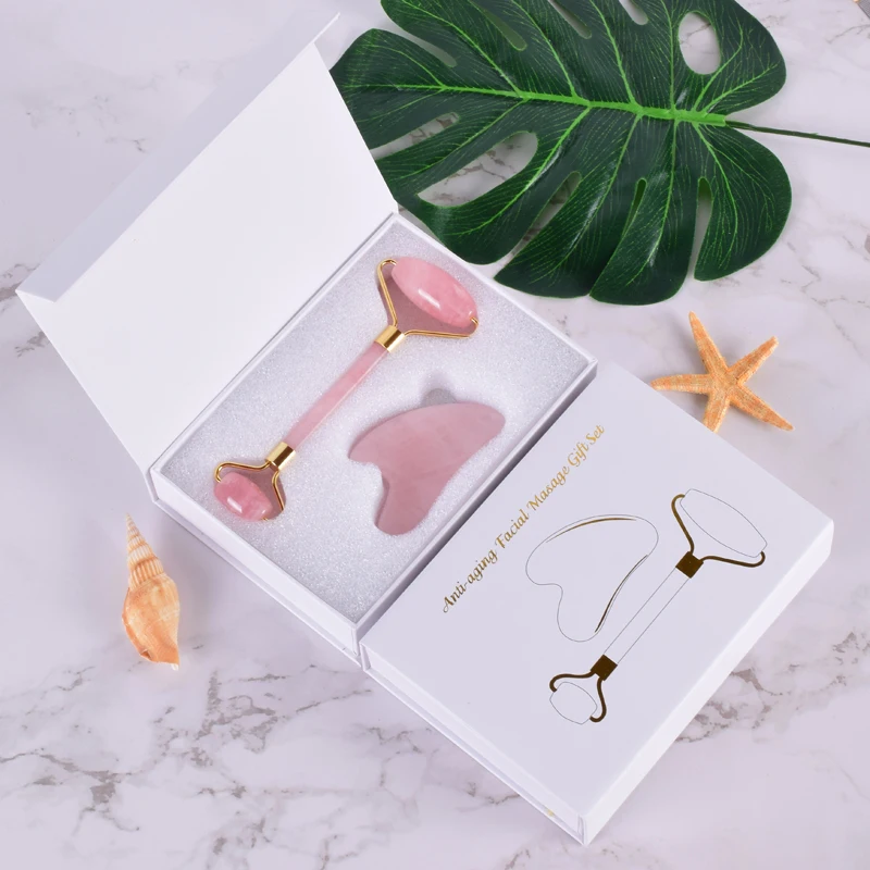 Jade Roller Gua Sha Tool Set Acupuncture Scraping Natural Rose Quartz Face Massage Slimming Anti Wrinkle Cellulite Neck Gift Box Jade Roller Gua Sha Tool Set Acupuncture Scraping Natural Rose Quartz Face Massage Slimming Anti Wrinkle Cellulite Neck Gift Box