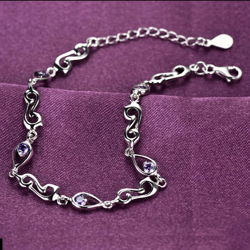 Женский винтажный браслет из серебра 925 пробы с аметистом|bracelets for|bracelets for womenbracelet