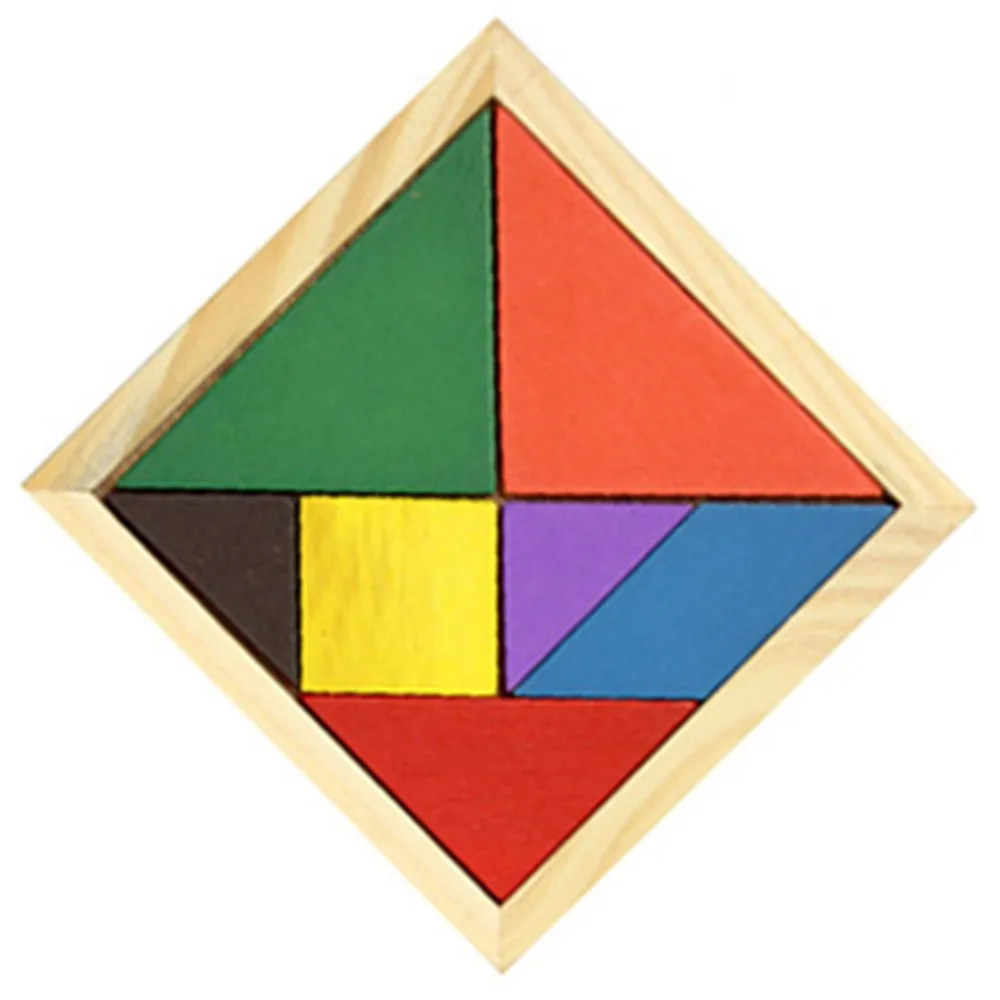 Surwish Деревянный Tangram 7 частей головоломки красочный квадрат IQ игра головоломка Интеллектуальные развивающие головоломки для детей