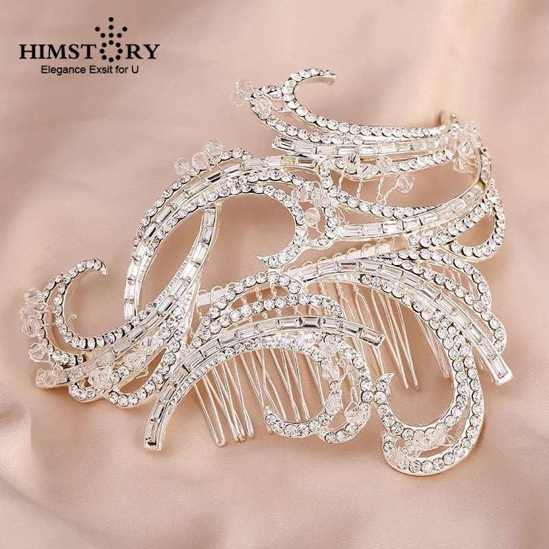 

Himstory Wedding Hair Comb Handmade European Bridal Headpiece Rhinestone And Crystal Party Prom Hair Jewelry For Woman