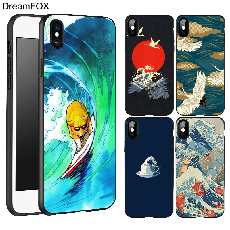 DREAMFOX K228 The Great Wave Black Soft TPU Silicone Case