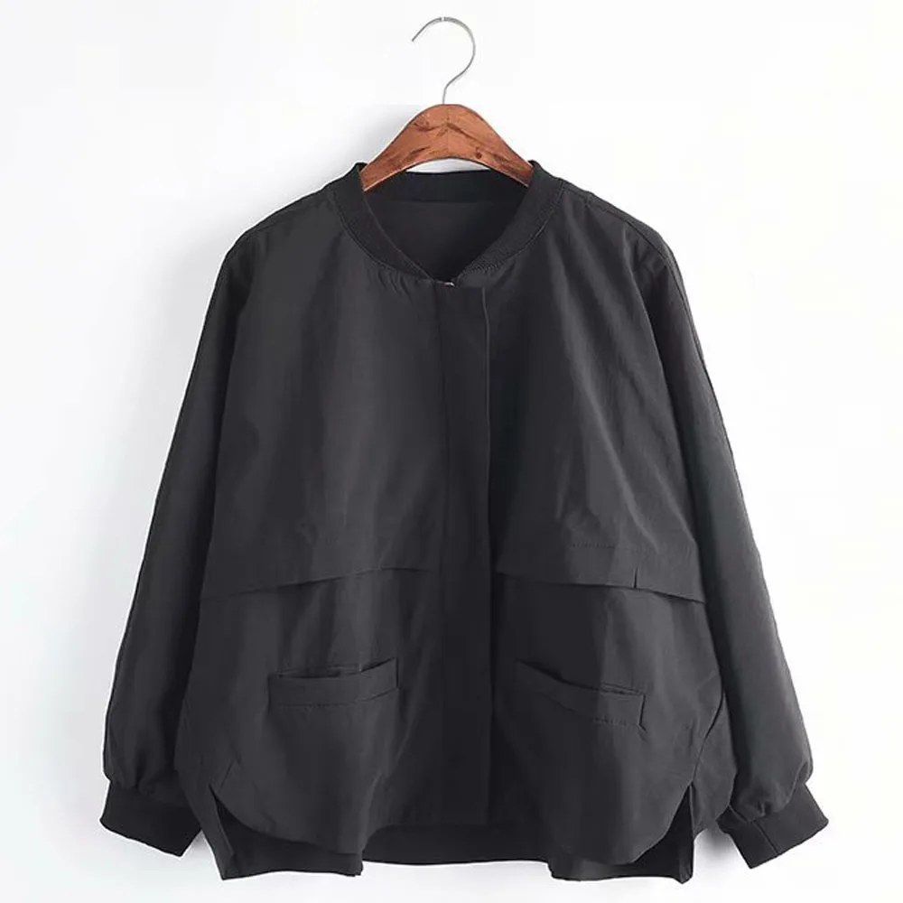 ANSFX Retro Baseball Bomber Pilots Jacket Two Big Pockets Long Batwing