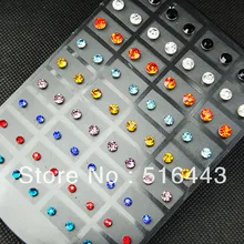 A-268 Mix Colr Чешский горный хрусталь 216 шт из нержавеющей стали серьги гвоздики для женщин или мужчин оптом модные ювелирные изделия много