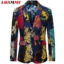 LONMMY 4XL 5XL 6XL Винтаж Цветок для мужчин Блейзер Slim fit две пуговицы свадебное платье костюм повседневное осень s цветочный блейзер весн