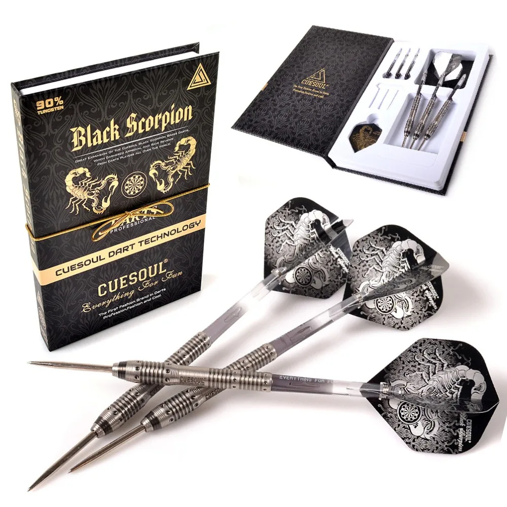 CUESOUL Christmas Gift BLACK SCORPION 24g Tungsten Steel Tip Dart Set,Barrel with Titanium Coated Finished steel coated fixed shank drill tungsten alloy big shank drill 3 handle 3d fried dough twists drill 0 21 1 20 interval 0 01 tools