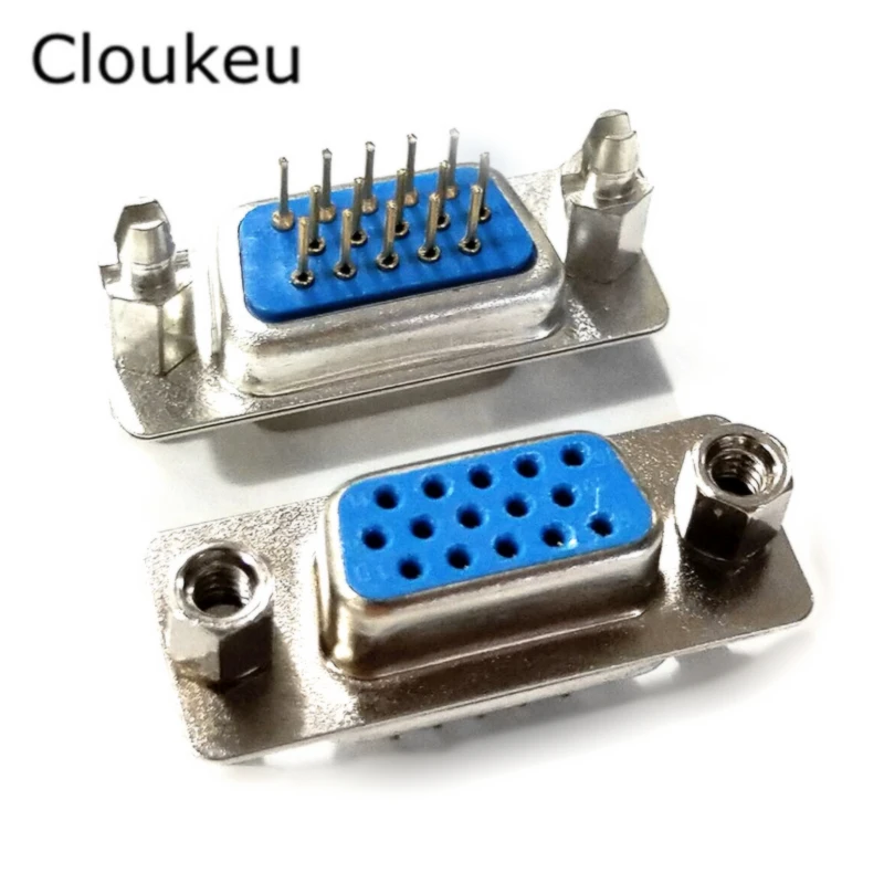 

5Pcs With fixed screw DP15 hole female Insert plate type PCB Connector VGA serial port DB15 adapter 3 row foot