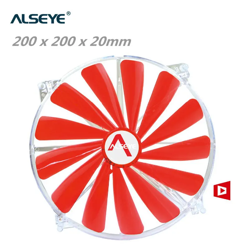 ALSEYE SHINING 200 Red computer led 200mm fan 12v silent cooling fan