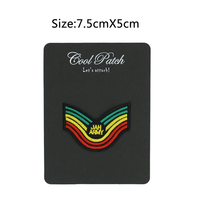 

JAH Army Rasta Sgt Sergeant Stipes Rastafari Music Rock Band LOGO Embroidered IRON ON Patch Applique Cap Hat Heavy Metal