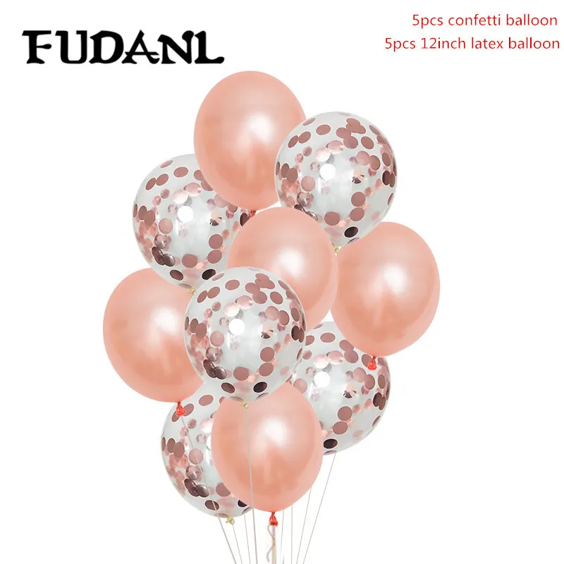 12 дюймов розовое золото конфетти воздушные шары 18 21 30 40 50 юбилей шарик для дня рождения вечерние украшения для взрослых Свадебный декор - Цвет: Rose Gold set B