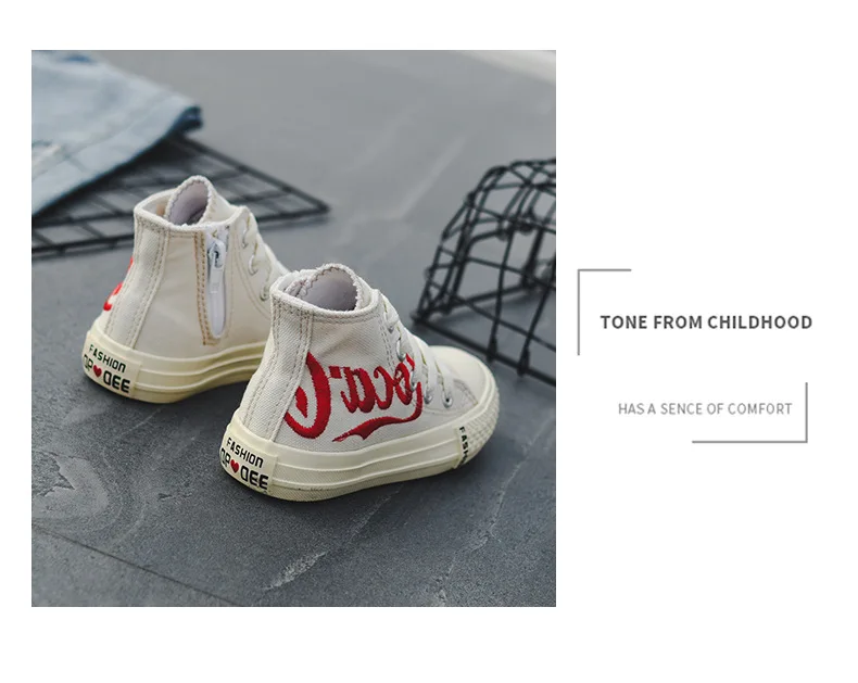 Детская обувь для девочек Детские кроссовки Мода 2019 Весна парусиновые туфли для мальчиков для девочек с высоким берцем кроссовки