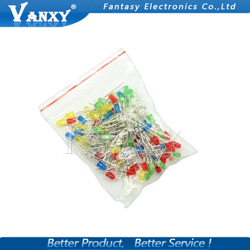 

5Colors*20PCS=100PCS 3mm LED diode Light Assorted Kit White Yellow Red Green Blue component DIY kit new original
