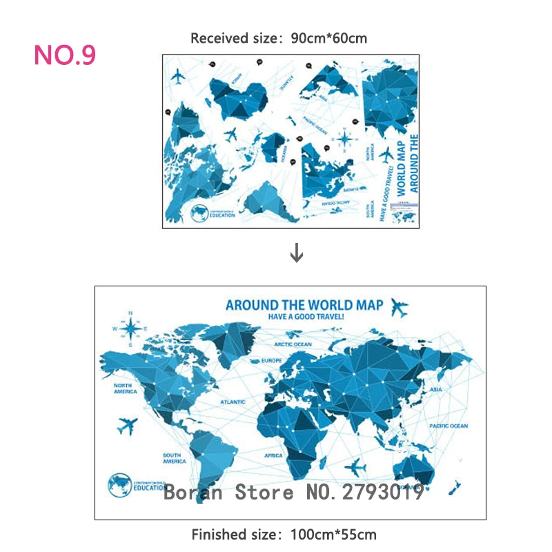 11 видов большая карта мира Наклейка на стену s мультяшная карта домашний декор для детской комнаты виниловые DIY наклейки на стены для путешествий круглый мир наклейка