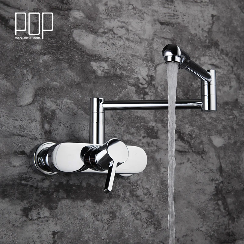 

POP Wall Mounted kitchen sink faucet, 360 rotating single handle kitchen faucet mixer tap
