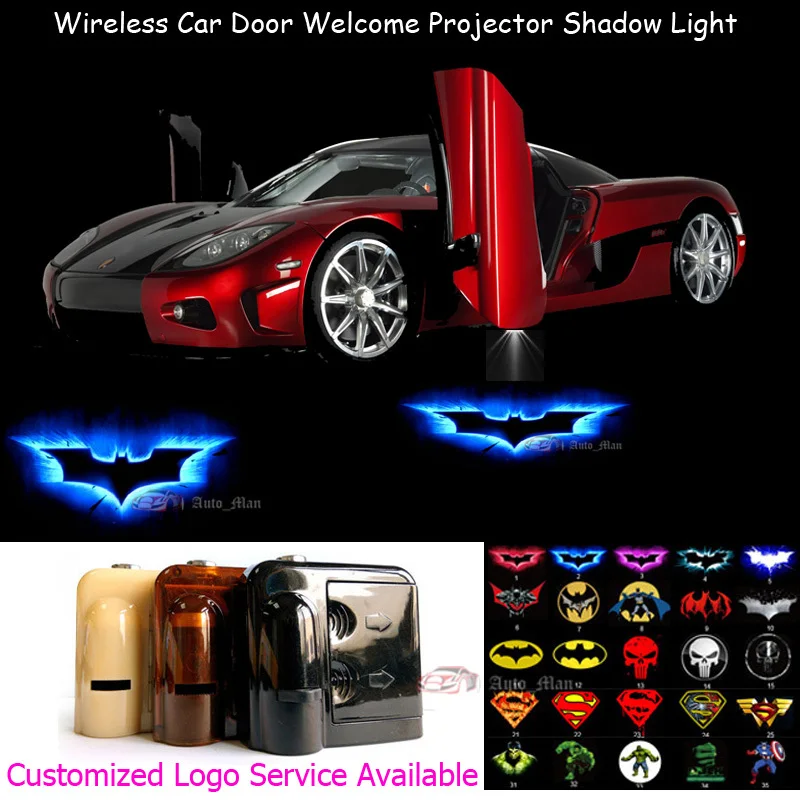 2 x Dark Knight Batman Car Door Welcome Laser Projector Ghost Shadow LED Lights