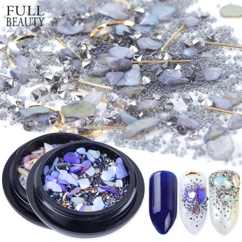 

Mixed Glitter Nail Art Decorations Mini Bead Zircon Box 3D Manicure Metal Accessory Shell Stone Strass Jewelry for Tips CH919-1