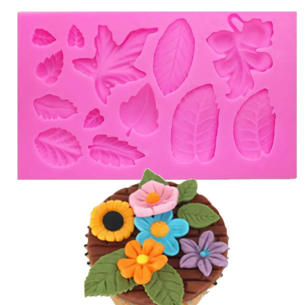 Листья цветок Листья Форма 3D ремесло рельеф шоколадные кондитерские изделия помадка силиконовые формы торт Инструменты для декорирования кухни FT-1097