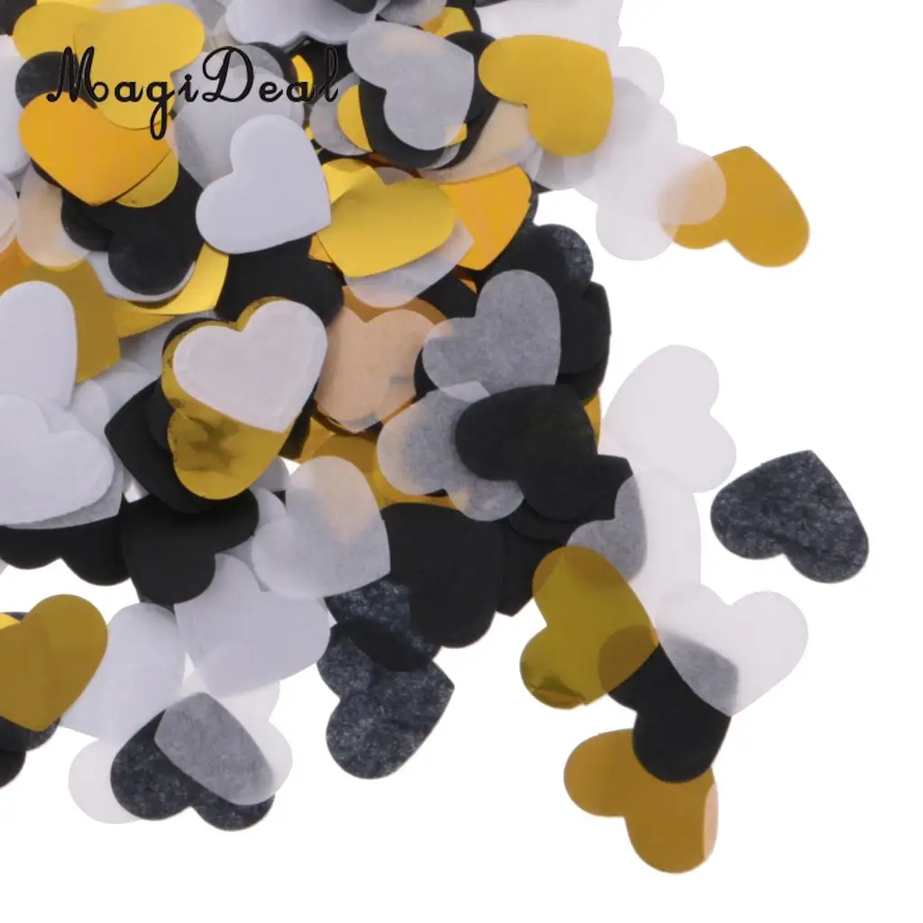 MagiDeal Novelty 1400Pieces Wedding Paper Confetti Table Gold Heart Throwing Craft for Birthday Baby Shower Valentines Day Decor