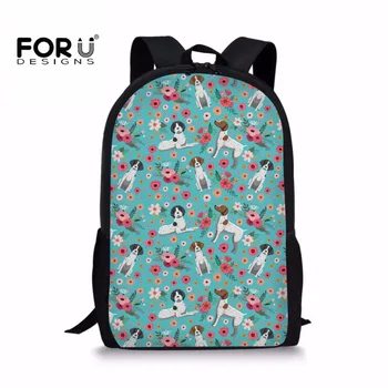 

FORUDESIGNS School Bag for Teenager Boy Girl Kawaii Dachshund Dog Floral Print Primary Children Bookbag Bagpack 2019 Student Bag
