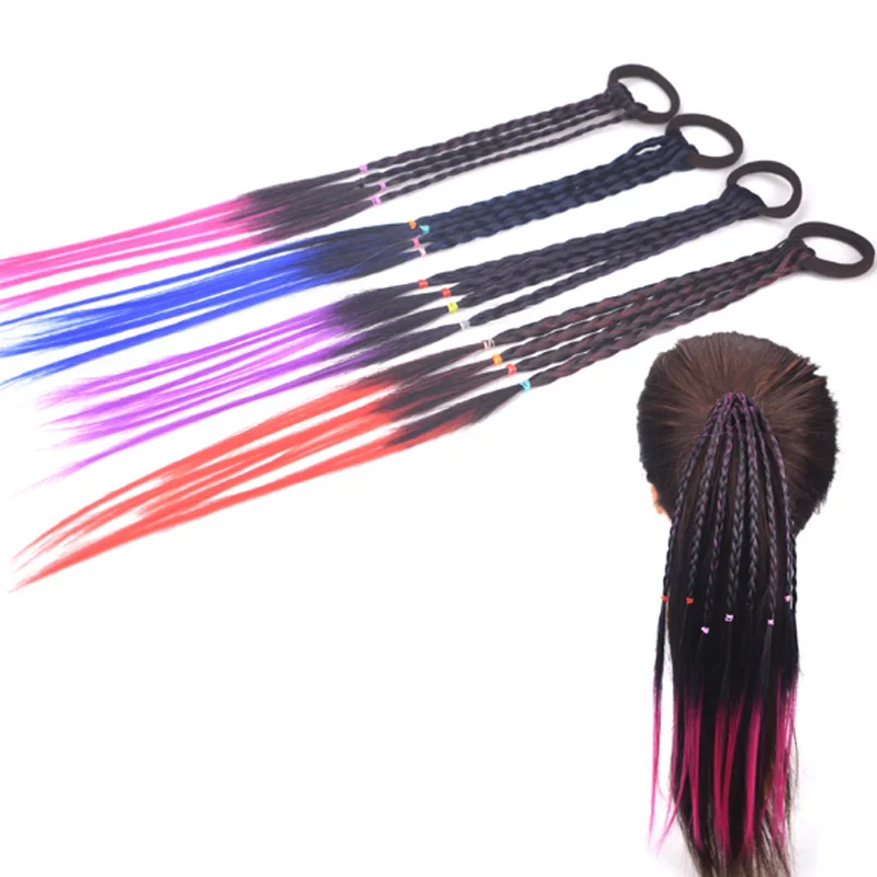 

1Pc Popular Princess Wigs Braided Hair Ribbons Accessories Elastic Twist Headbands Ties Women Girls Rubber Bands Headdress