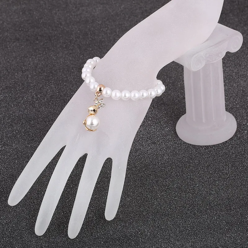 Fahsion Crystal Imitation Pearl Bracelets For Women Rabbit Pendant Bracelets & Bangles Pulseras Mujer Jewelry 164