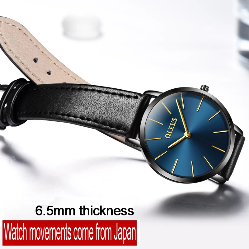 Fashion Simple OLEVS Leather Women's Watch Quartz Wrist watches Ladies waterproof Montre Femme Reloj Mujer Dropshipping Gift box