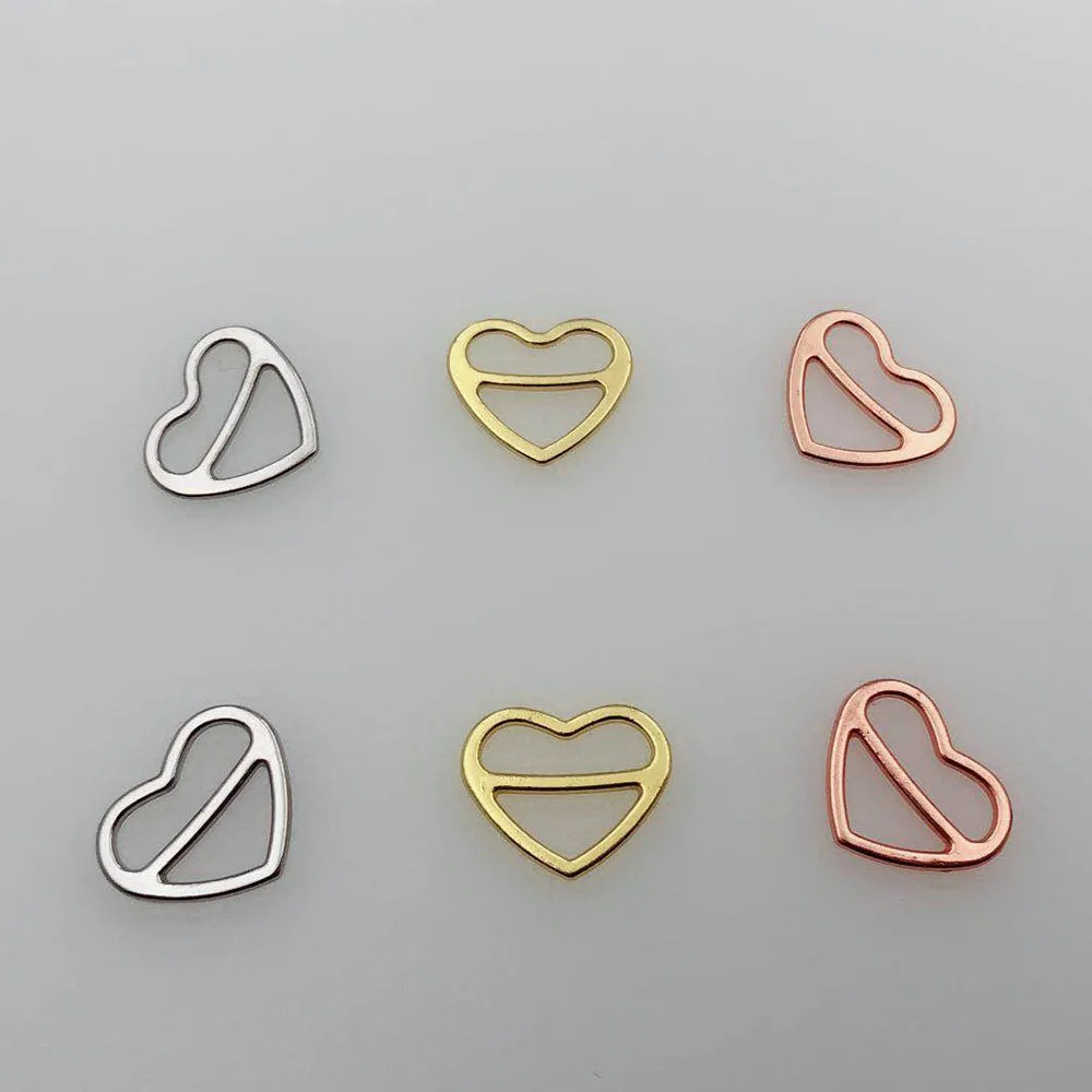 20pcs/lot Zinc Alloy Bra Sliders Heart Shape Lingerie Strap