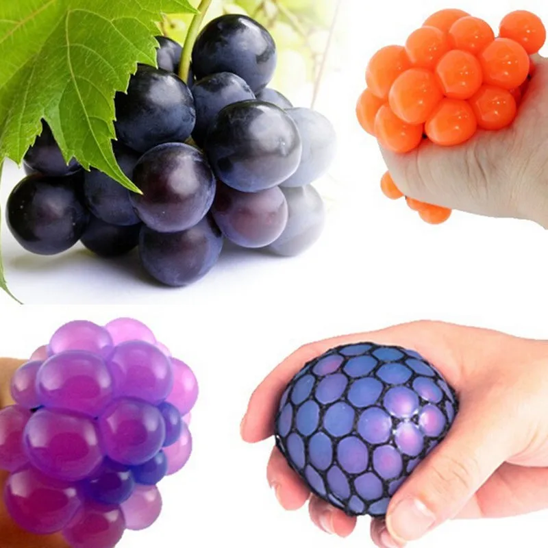 Random Styles Funny Pretend Play Fruit Kitchen Food Creative Grape Ball Toys Anti Stress Face Reliever