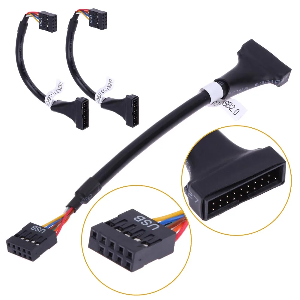 1 قطعة/2 قطع/5 قطع مرونة عالية السرعة usb 3.0 20 دبوس الذكور إلى usb 2.0 9 دبوس اللوحة أنثى كابل ل وحة محرك الأقراص المضغوطة