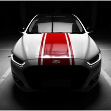 World Datong Racing Sport Styling Stripes Vinyl Decal For Ford Mustang GT Car Hood Roof Tail Whole Sticker Body Decor Decals matt color change vinyl film car wraps hood roof whole body stickers decal with air bubble car styling automobiles accessories