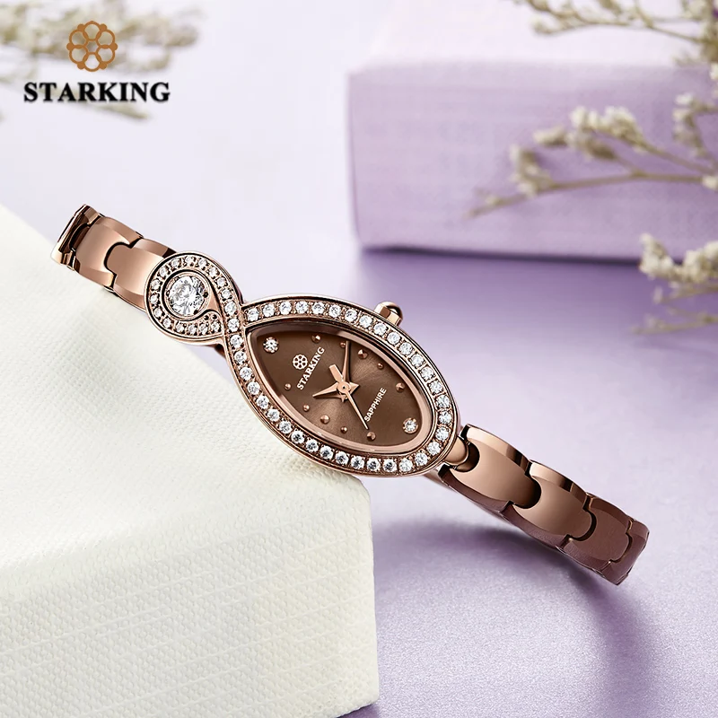 

STARKING Tungsten Steel Watch 2018 New Women Rhinestone Watches Lady Dress Women Luxury Waterproof Quartz Wristwatch Relogio